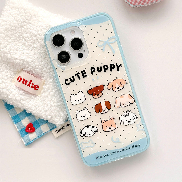 〖i917〗かわいい水玉模様の子犬の携帯ケース