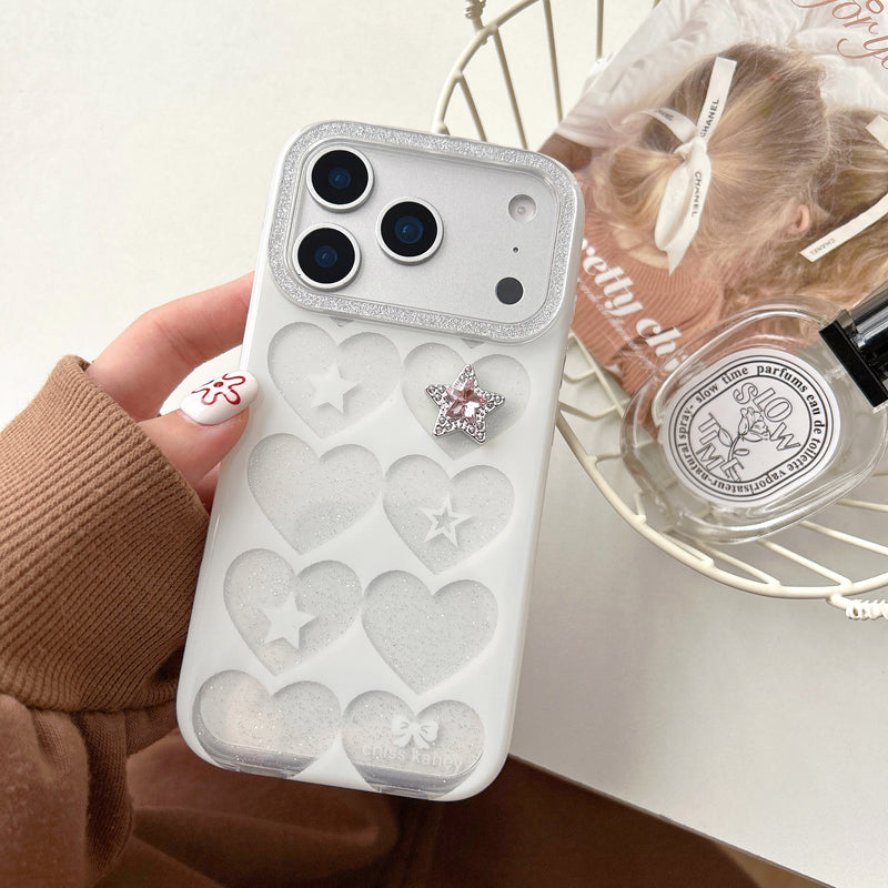 〖i954〗iPhone 17Pro 全面ハートのスマホケース