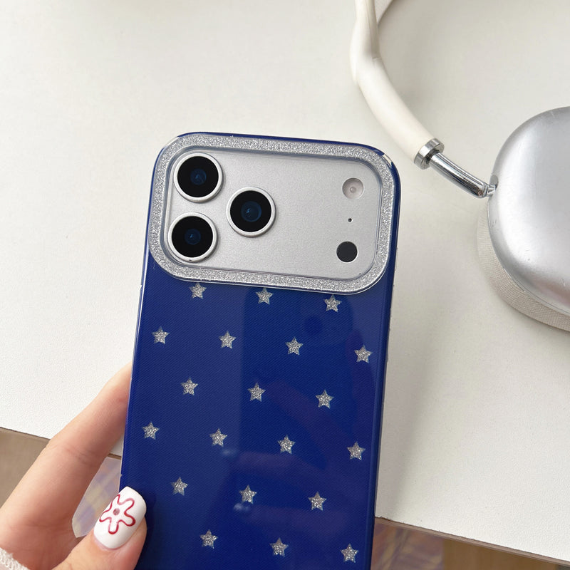 〖i959〗iPhone 17／17 Pro用 ブルーの星がいっぱいのスマホケース