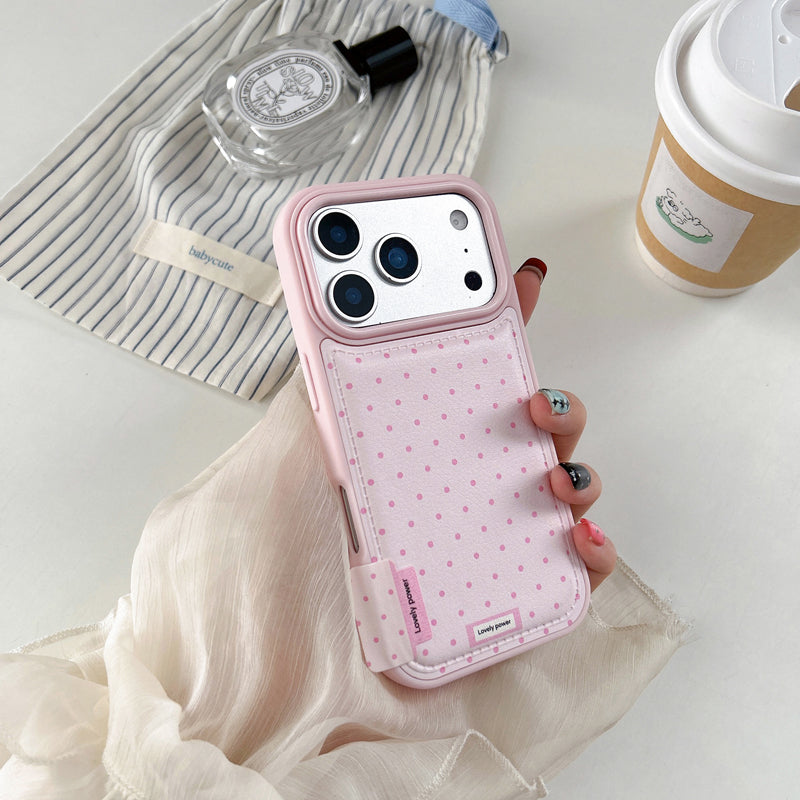 〖i955〗全面ピンクとブルーの水玉のスマホケース