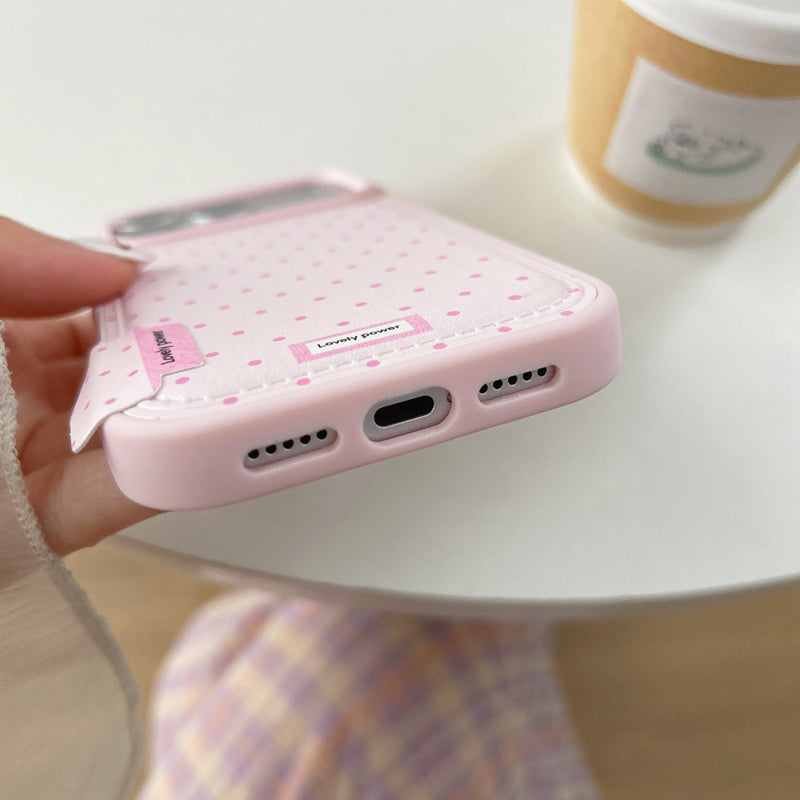 〖i955〗全面ピンクとブルーの水玉のスマホケース