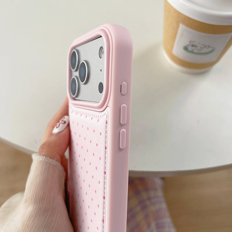 〖i955〗全面ピンクとブルーの水玉のスマホケース