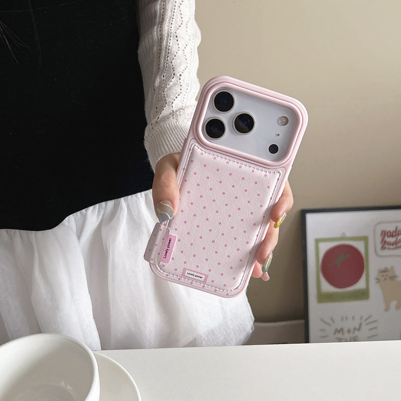 〖i955〗全面ピンクとブルーの水玉のスマホケース