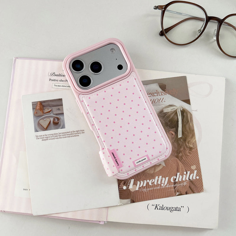 〖i955〗全面ピンクとブルーの水玉のスマホケース