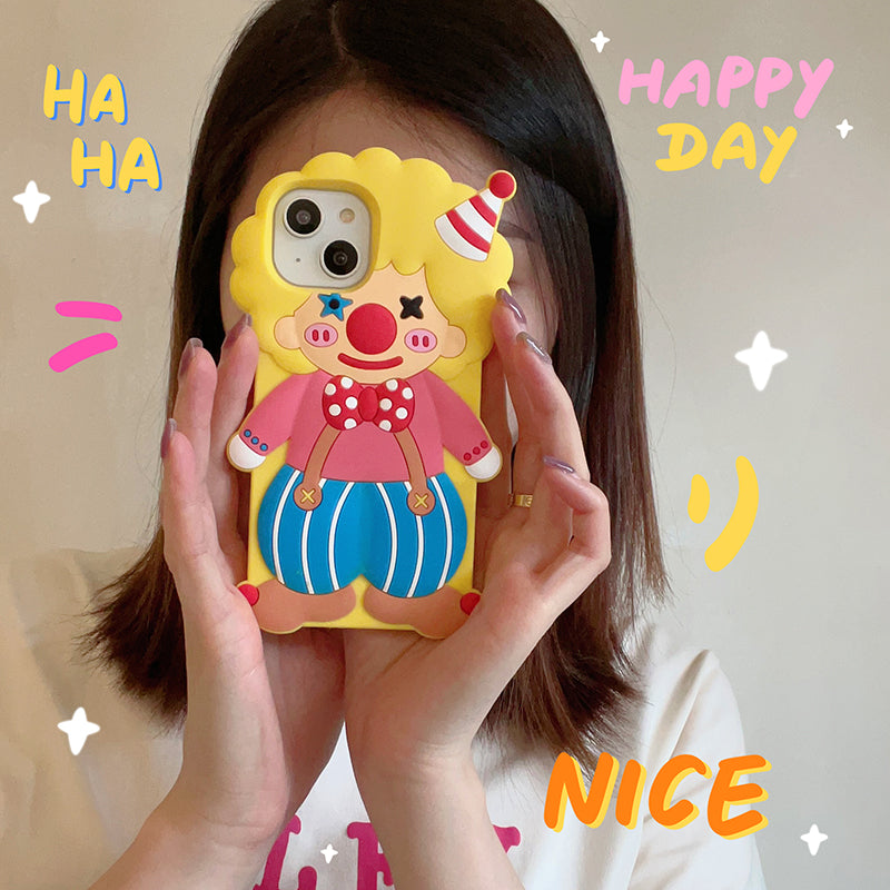 〖i646〗3D 漫画風ア サスペンダーピエロスマホケース,iPhone スマホケース 立体 シリコン