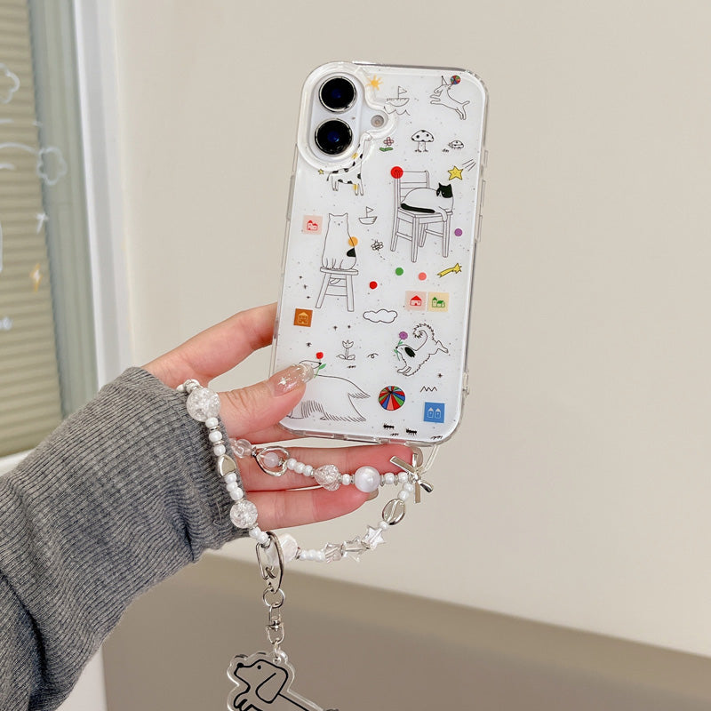 〖i911〗スマホケース 動物 落書き猫 iPhone 15 16