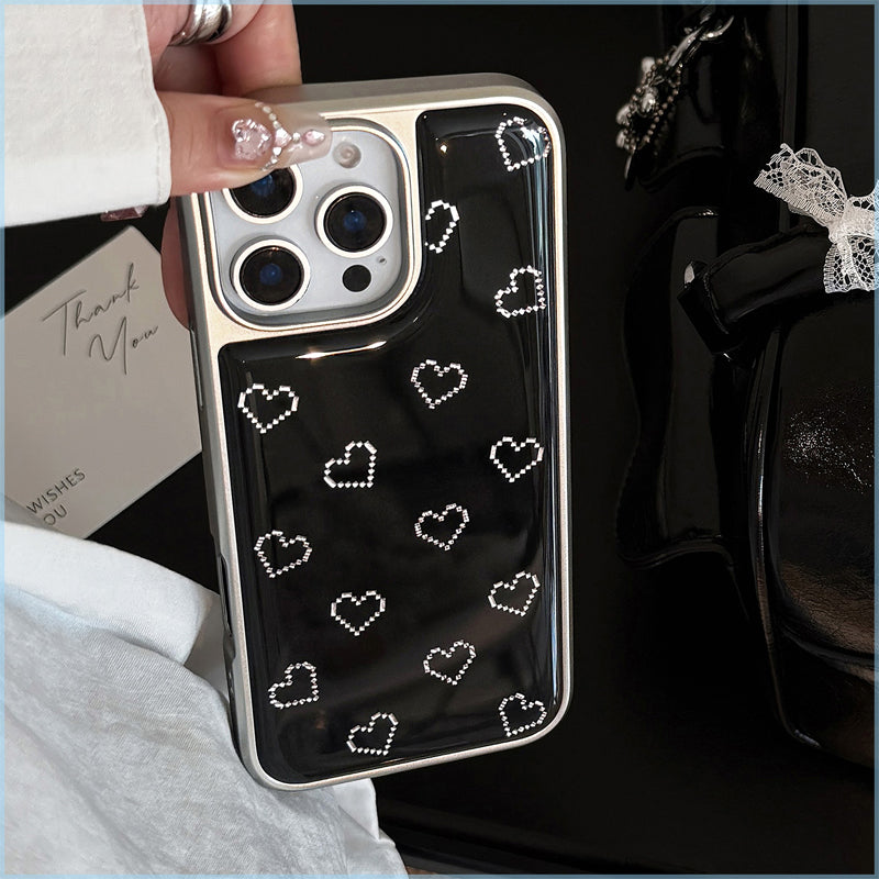 〖i908〗アイフォン ケース ハート くろい