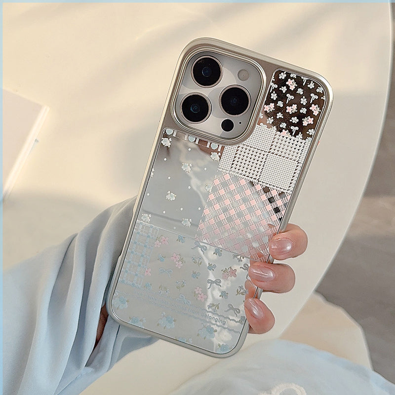 〖i909〗ミラーレースフラワースマホケース