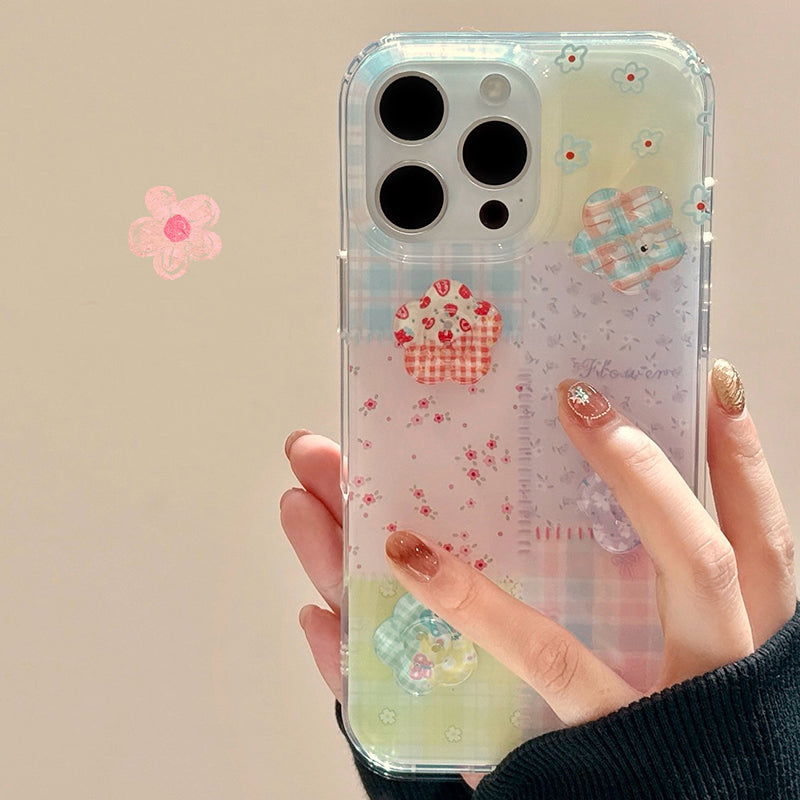 〖i905〗iPhone 16Pro ケース 韓国可愛い花柄立体的