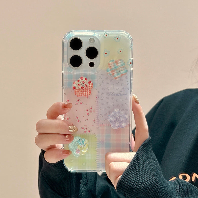 〖i905〗iPhone 16Pro ケース 韓国可愛い花柄立体的