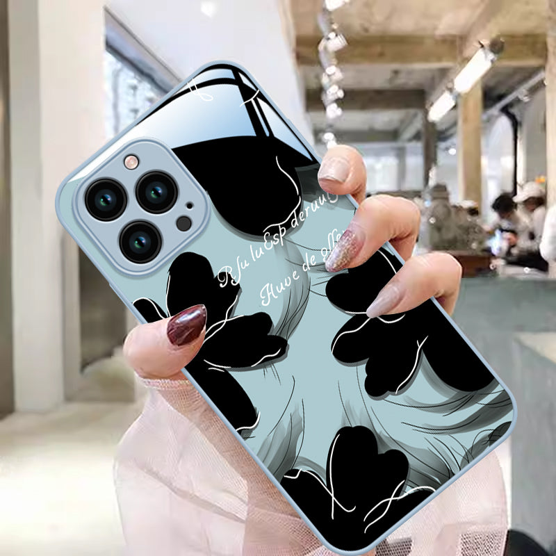 〖i874〗iPhone16ケース フラワーiPhone 15 15Pro Maxシンプルなインクの花