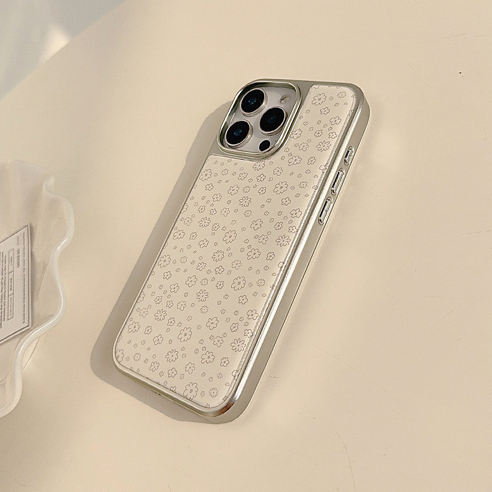 〖i942〗iPhone 16 16Pro Max用シンプルな花柄ケース