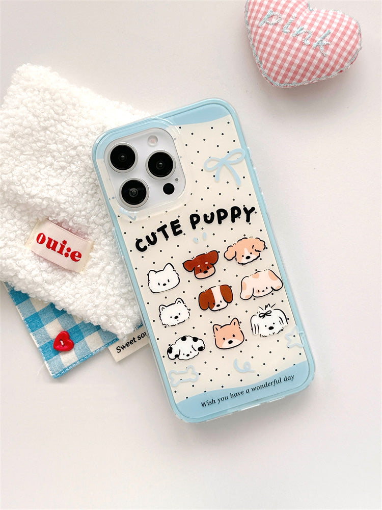 〖i917〗かわいい水玉模様の子犬の携帯ケース