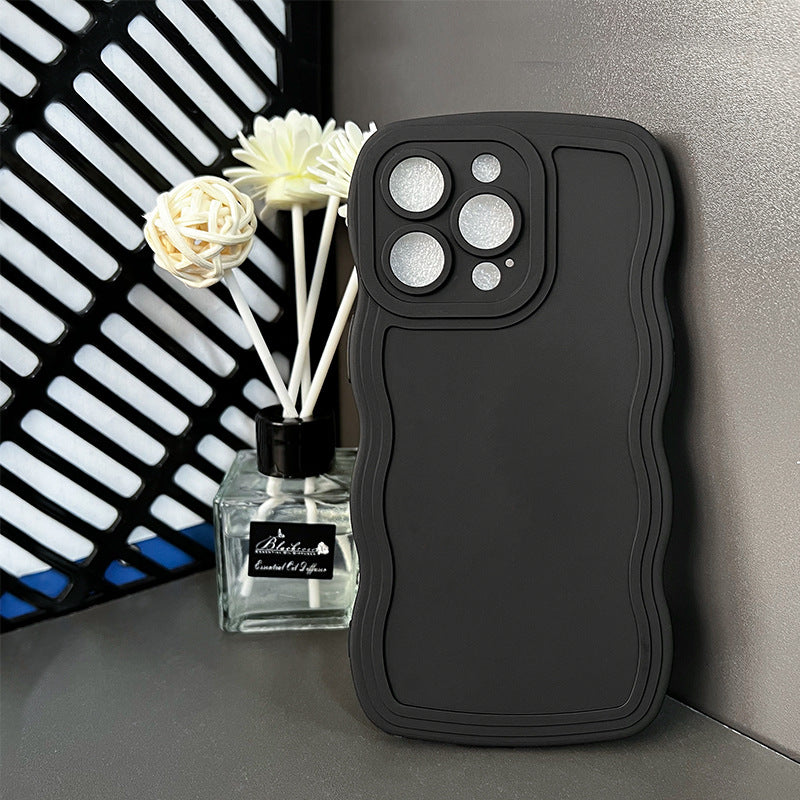 〖i767〗アイフォン 15 ケース/iPhone ケースくすみ カラークリア/大きな波／スマホケース14 シンプル