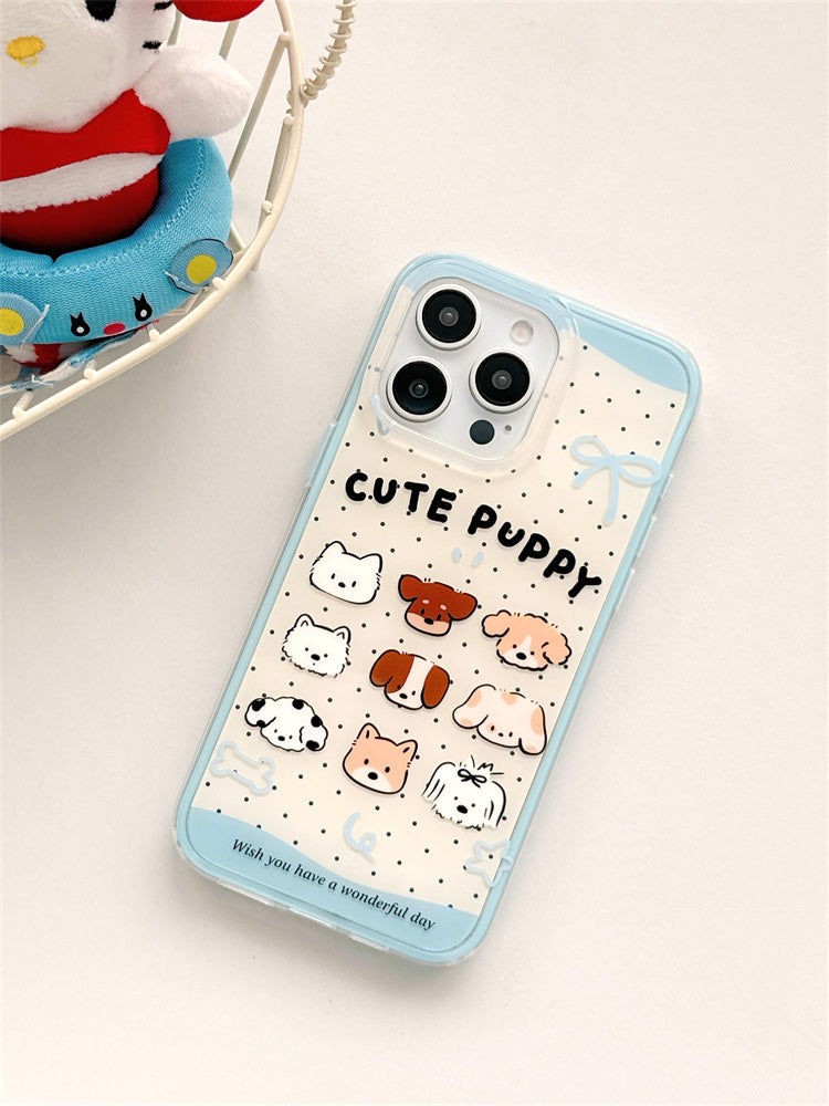 〖i917〗かわいい水玉模様の子犬の携帯ケース