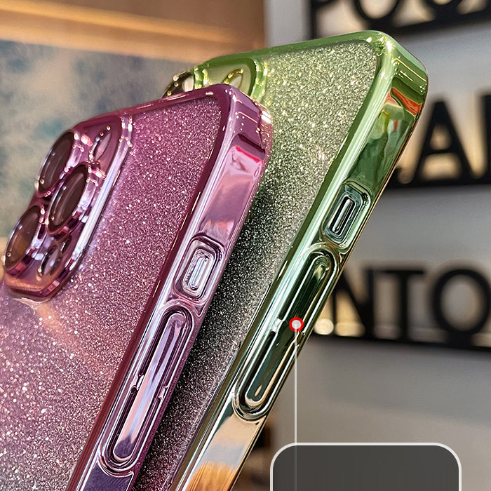 〖i879〗iPhone 16 16Proケース高級ダイヤモンドグラデーショングリッターケース