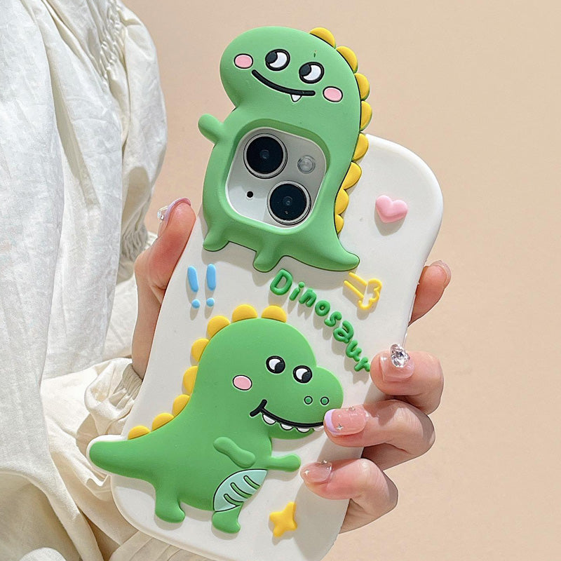 〖i624〗恐竜 ネコとネズミ iPhone 11 12 13 14 ProMax 用 ケース おしゃれ立体デザイン 3D快適に感じます かわいい