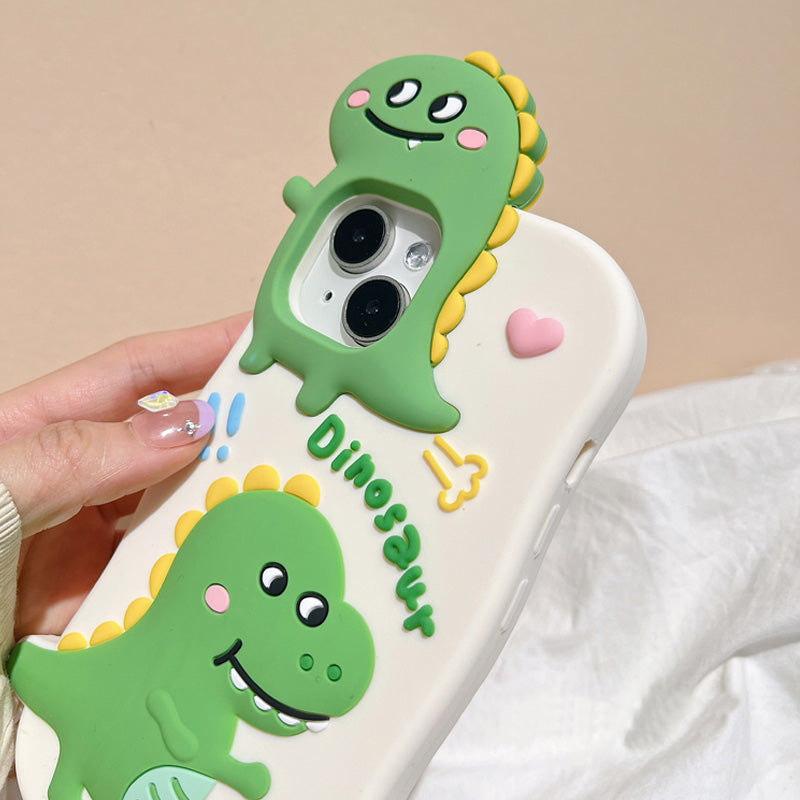 〖i624〗恐竜 ネコとネズミ iPhone 11 12 13 14 ProMax 用 ケース おしゃれ立体デザイン 3D快適に感じます かわいい