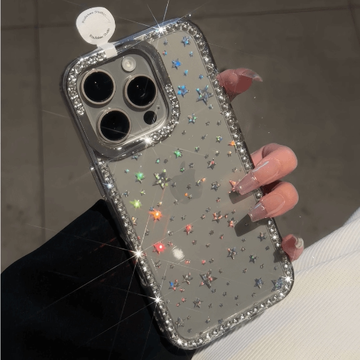 〖i931〗透明な星の iPhone 携帯ケース
