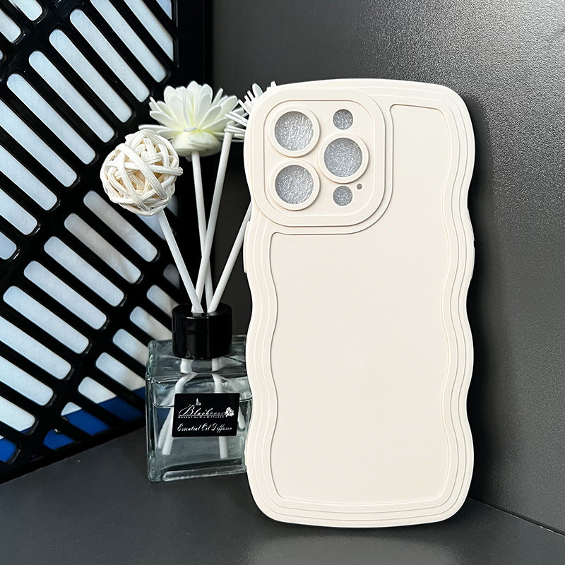 〖i767〗アイフォン 15 ケース/iPhone ケースくすみ カラークリア/大きな波／スマホケース14 シンプル