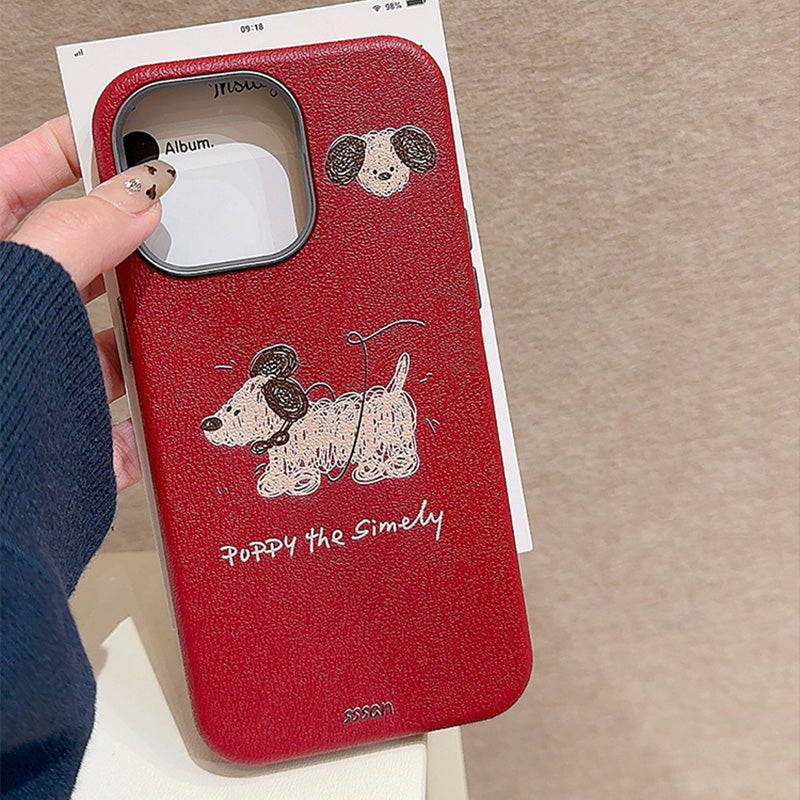 〖i885〗iPhone 16 ケース 漫画の赤い落書きの子犬iPhone 15 15Pro スマホケース
