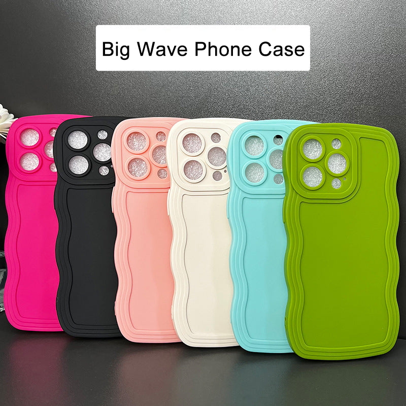 〖i767〗アイフォン 15 ケース/iPhone ケースくすみ カラークリア/大きな波／スマホケース14 シンプル