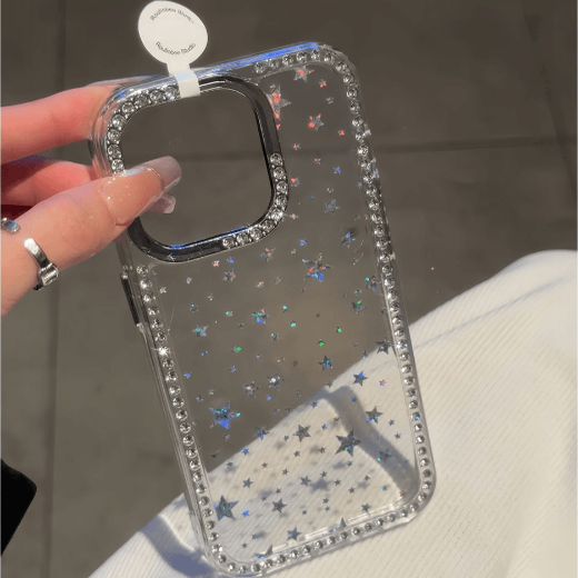 〖i931〗透明な星の iPhone 携帯ケース
