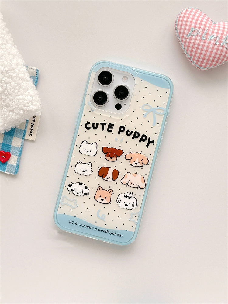 〖i917〗かわいい水玉模様の子犬の携帯ケース