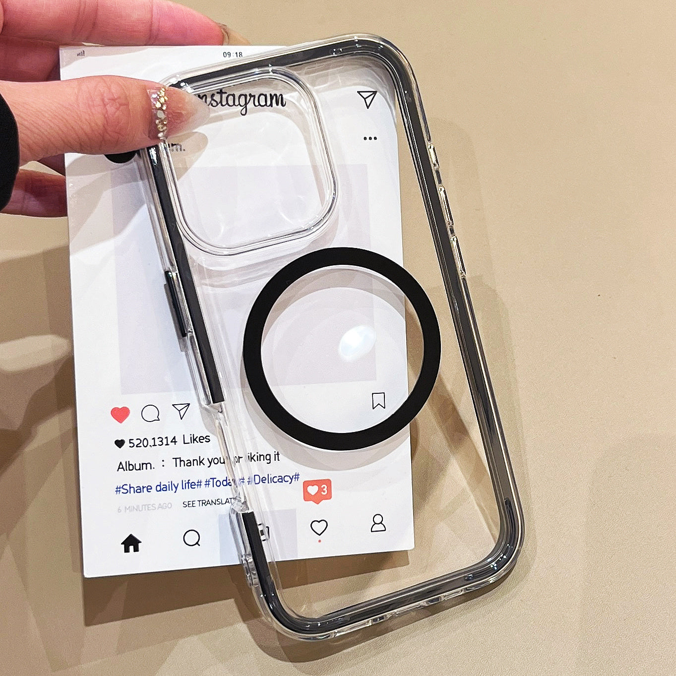 〖i948〗iphone マグネット ケース 背面（カラー透明）