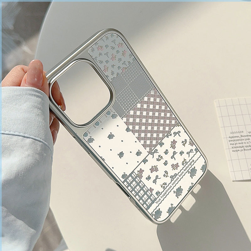 〖i909〗ミラーレースフラワースマホケース