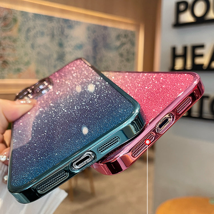 〖i879〗iPhone 16 16Proケース高級ダイヤモンドグラデーショングリッターケース