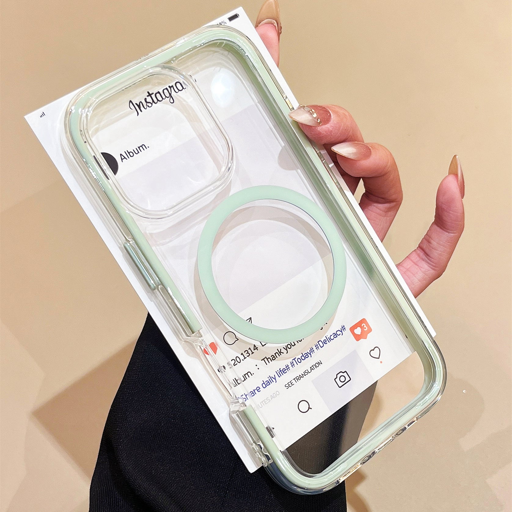 〖i948〗iphone マグネット ケース 背面（カラー透明）