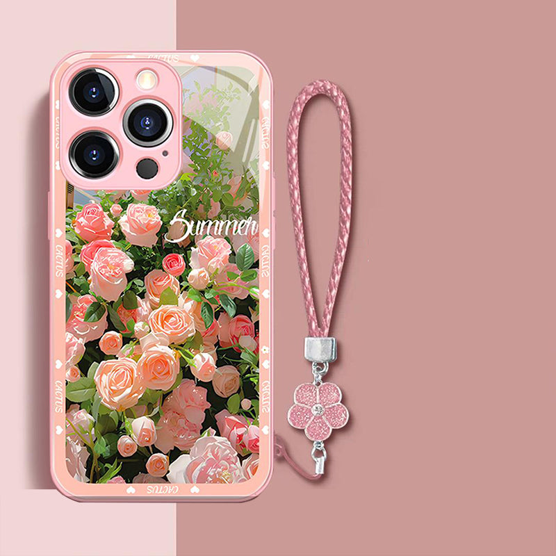 〖i706〗アイフォン 15 プロ カバー,ピンクのバラスマホケース,iPhone 13 14Pro Max ケース