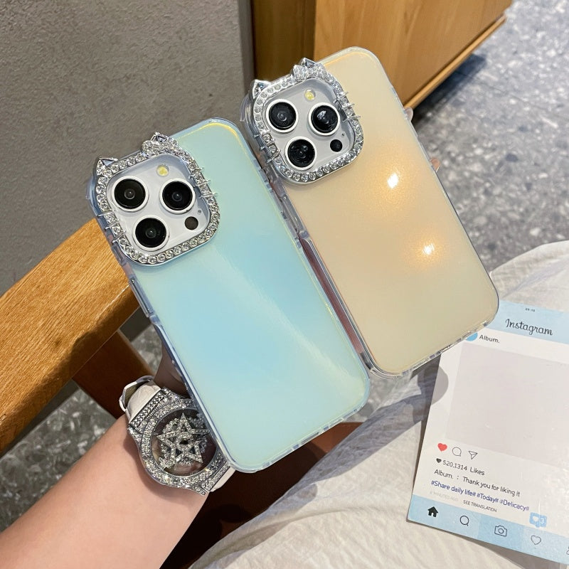 〖i944〗高級勾配レーザーキャンディ虹色のiPhoneケース