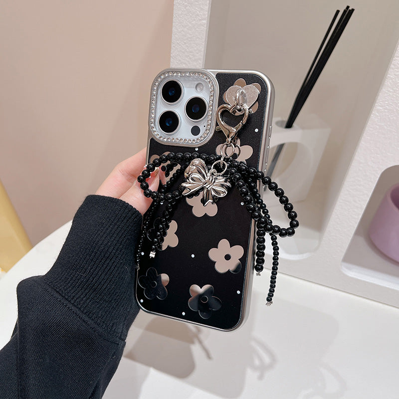 〖i903〗iPhone 16スマホケース 花柄 iPhone 15 蝶の花