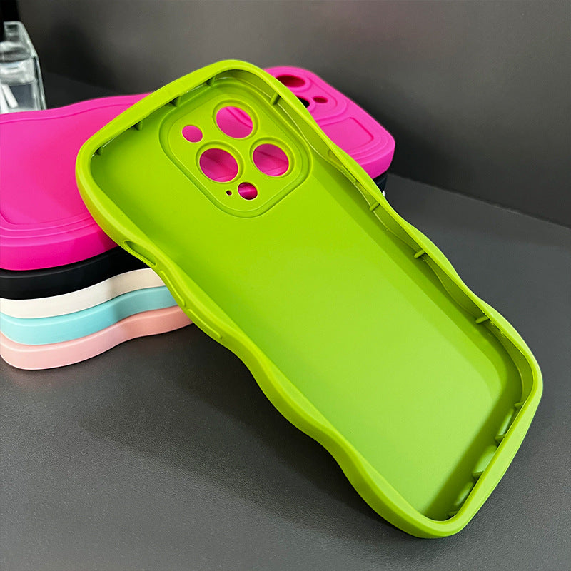 〖i767〗アイフォン 15 ケース/iPhone ケースくすみ カラークリア/大きな波／スマホケース14 シンプル