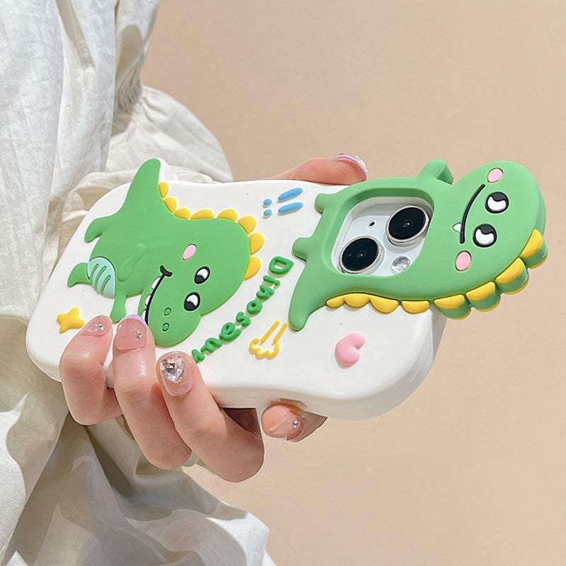 〖i624〗恐竜 ネコとネズミ iPhone 11 12 13 14 ProMax 用 ケース おしゃれ立体デザイン 3D快適に感じます かわいい