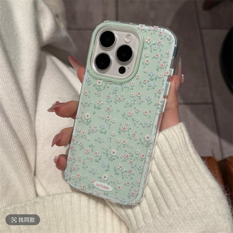 〖i941〗夏の爽やかな小花柄iPhone 16 16Pro 16ProMax用携帯ケース