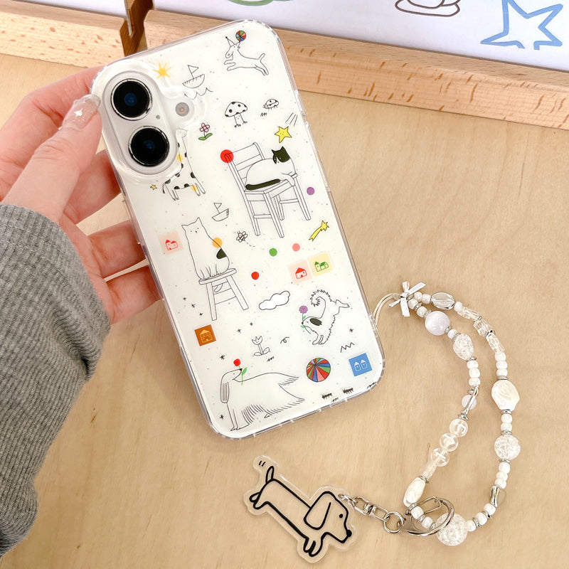 〖i911〗スマホケース 動物 落書き猫 iPhone 15 16