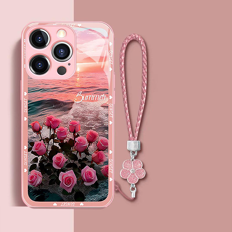 〖i706〗アイフォン 15 プロ カバー,ピンクのバラスマホケース,iPhone 13 14Pro Max ケース