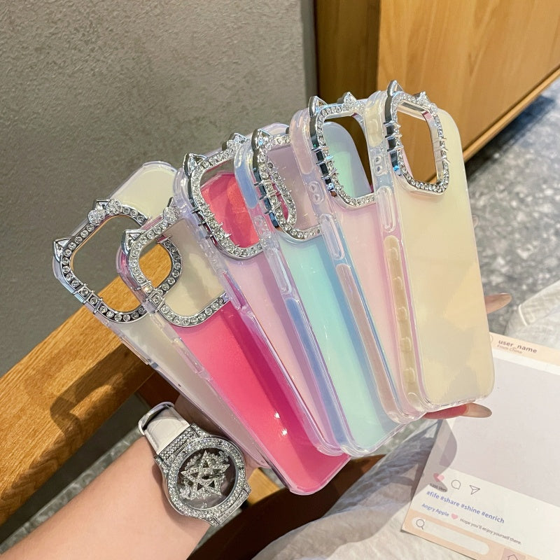 〖i944〗高級勾配レーザーキャンディ虹色のiPhoneケース