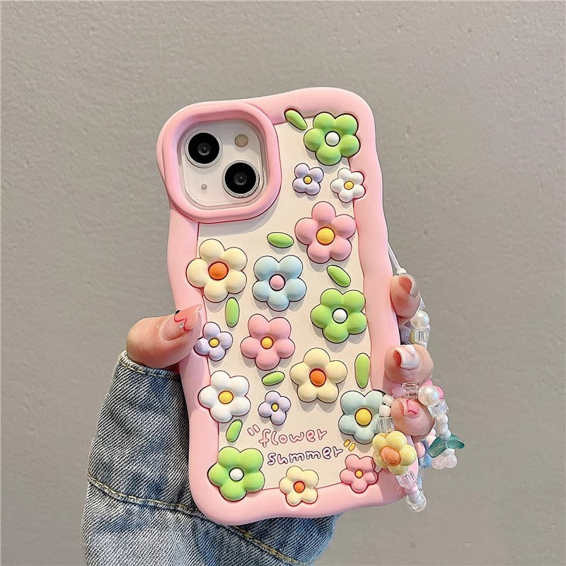 〖i649〗iPhone 14ケース韓国花,iPhone 13スマホケース ピンク,中学生 人気 の スマホケース