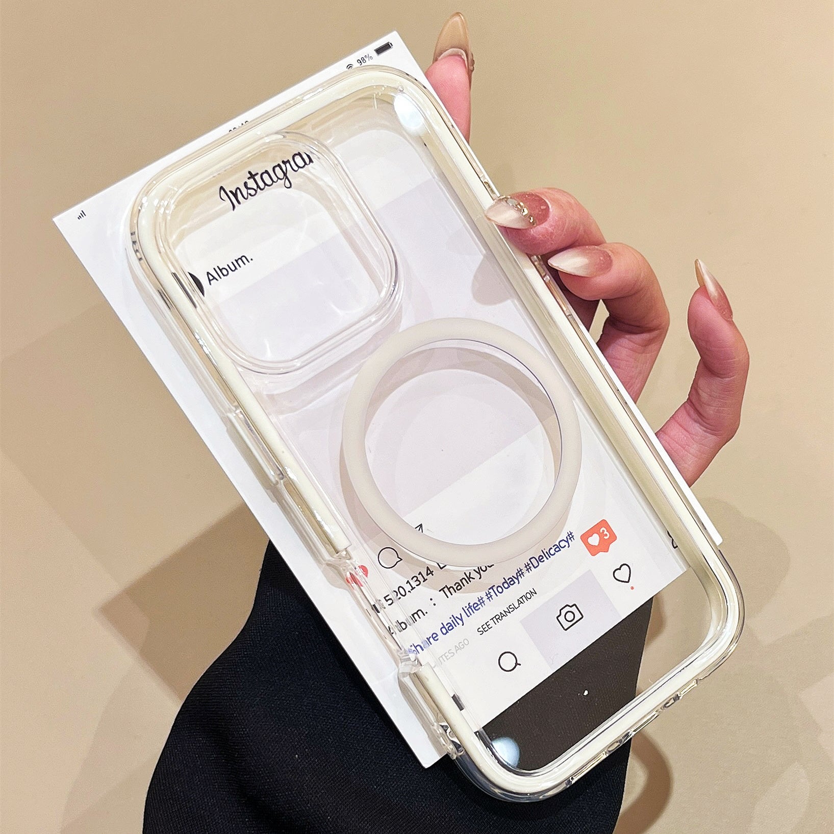 〖i948〗iphone マグネット ケース 背面（カラー透明）