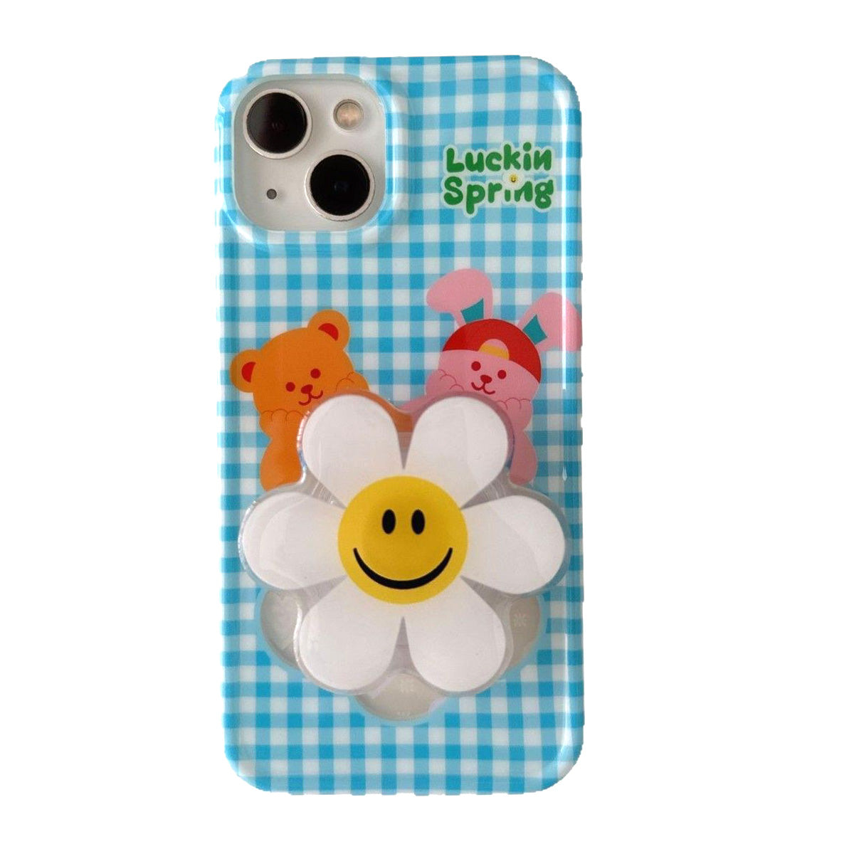 〖i910〗ライトブルーのチェック柄の携帯ケース