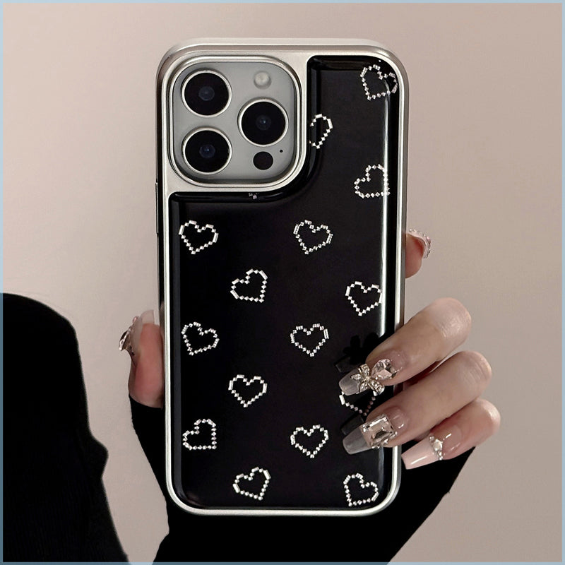 〖i908〗アイフォン ケース ハート くろい