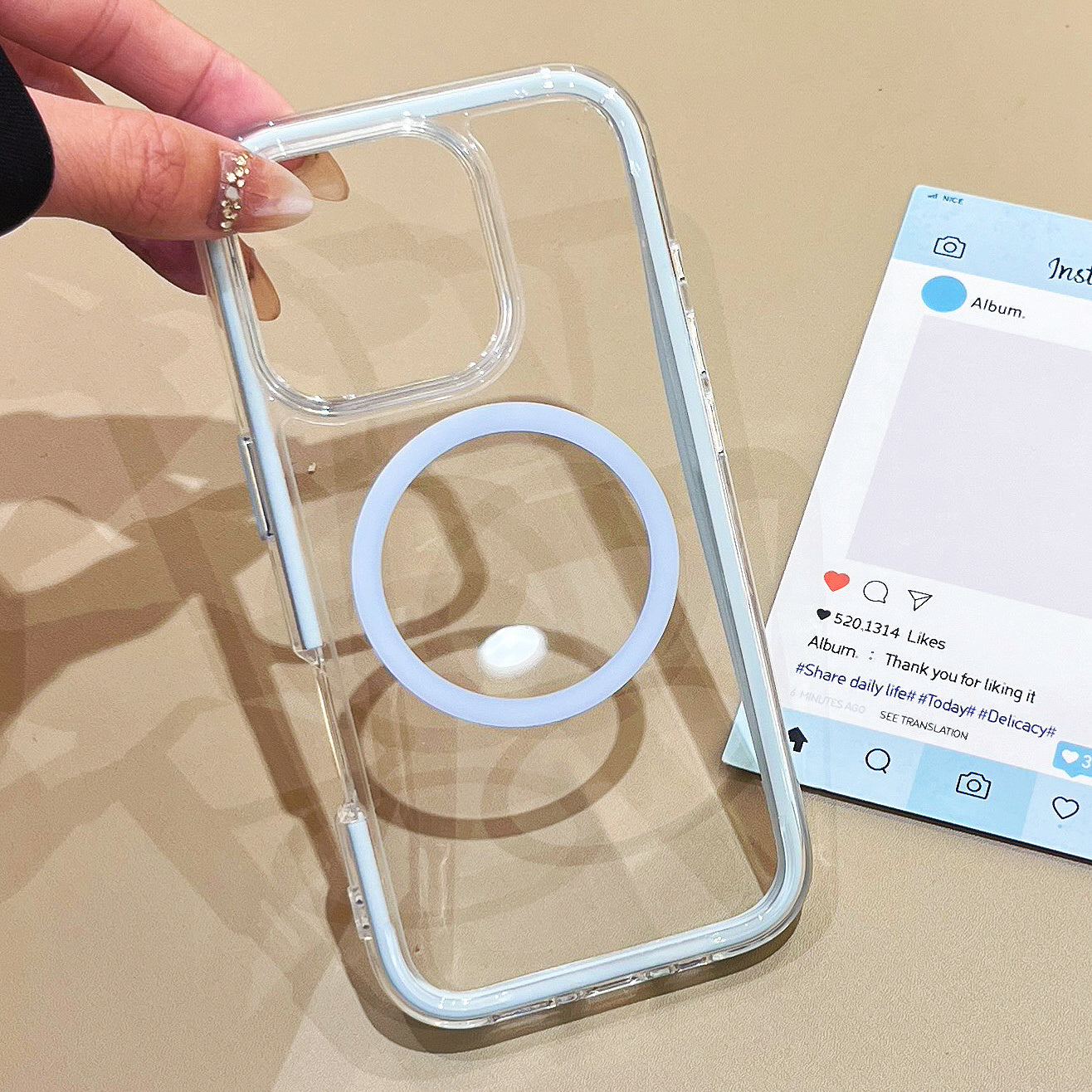 〖i948〗iphone マグネット ケース 背面（カラー透明）