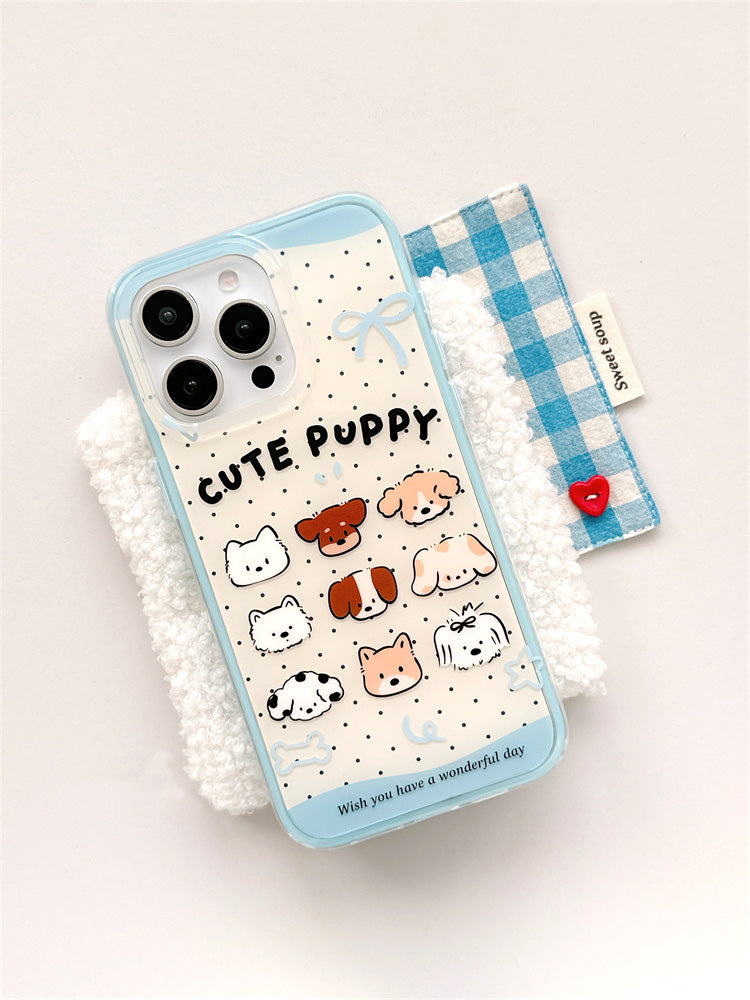 〖i917〗かわいい水玉模様の子犬の携帯ケース