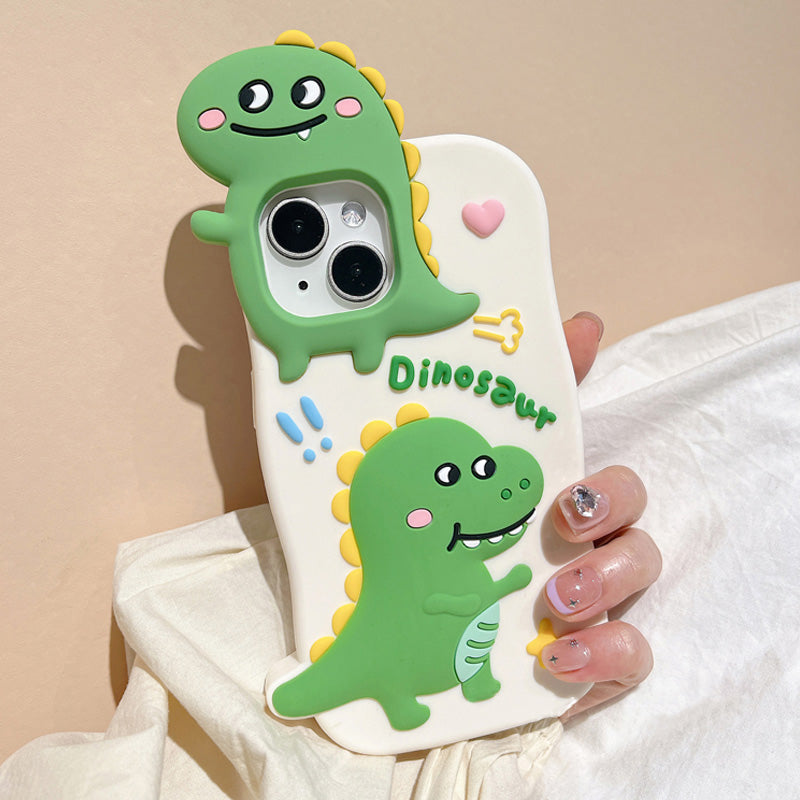 〖i624〗恐竜 ネコとネズミ iPhone 11 12 13 14 ProMax 用 ケース おしゃれ立体デザイン 3D快適に感じます かわいい