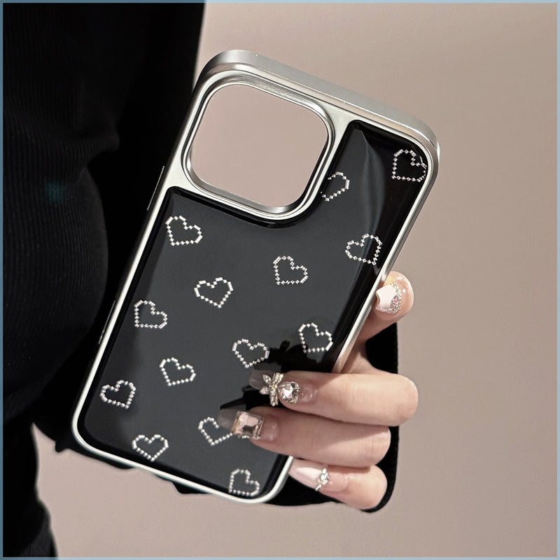 〖i908〗アイフォン ケース ハート くろい