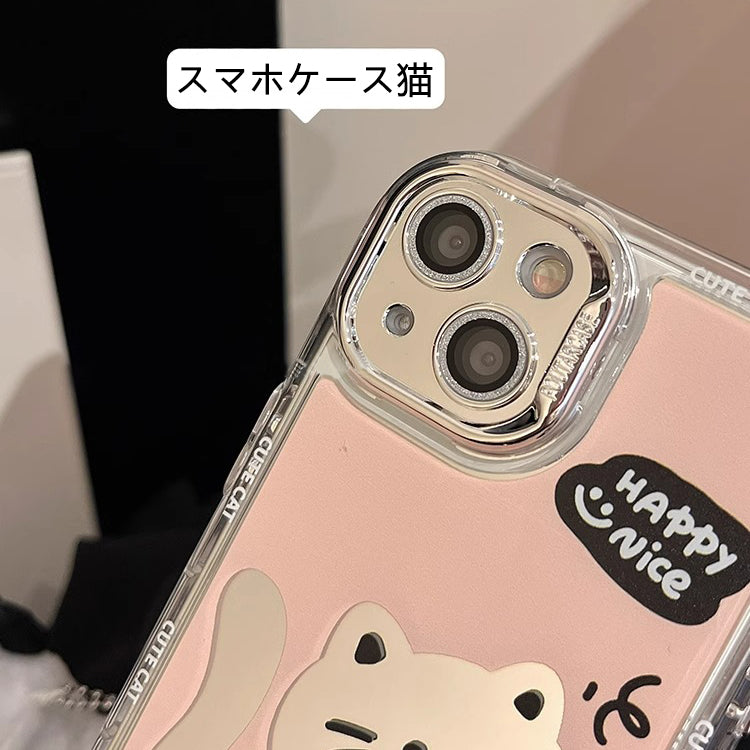 〖i816〗漫画の猫スマホケース,iPhone 15 16Proケース猫